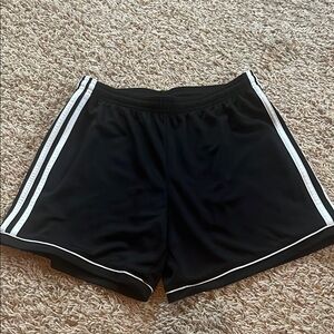 Adidas Black Shorts with White Stripes